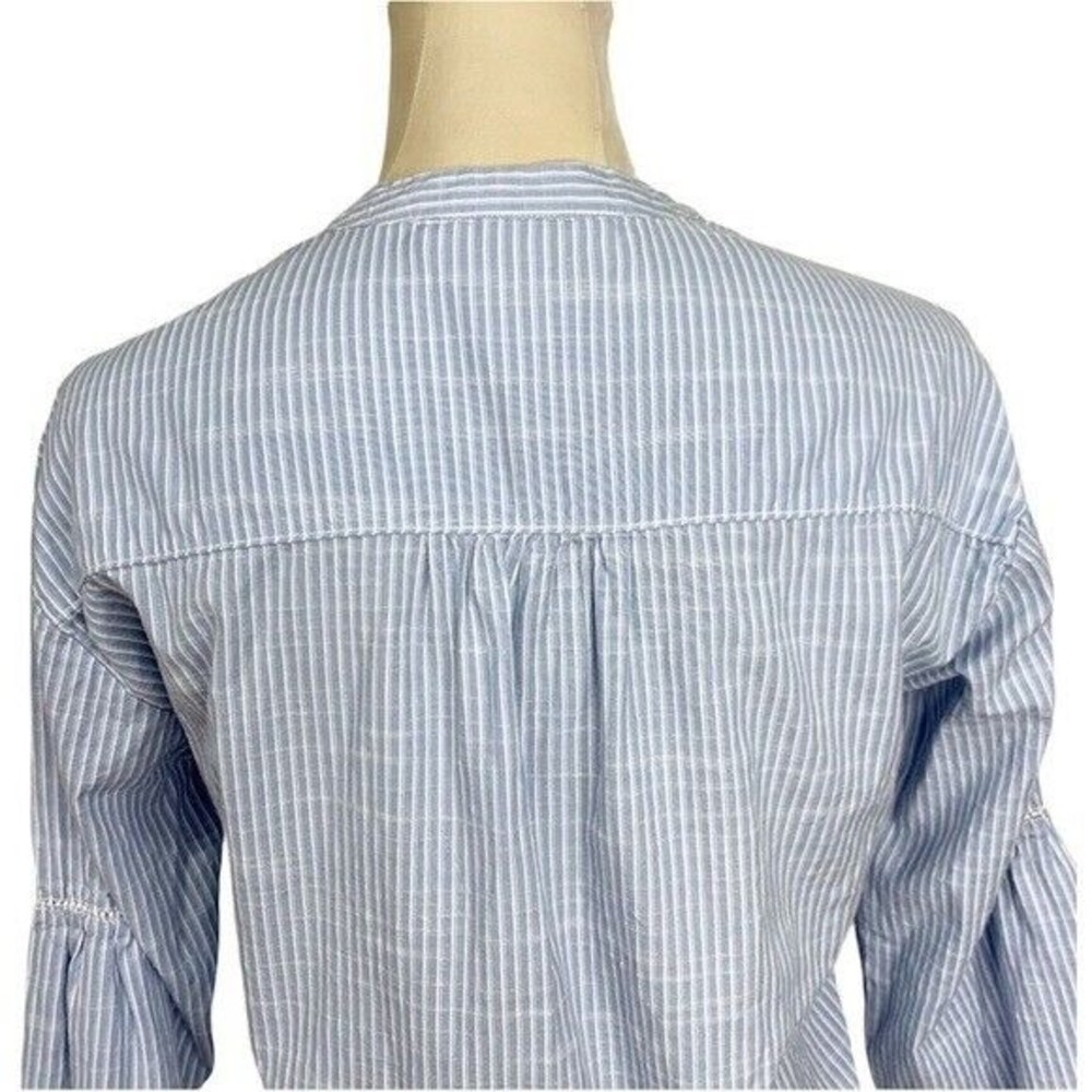 H&M Logg Women’s Top Blouse Size 2 Blue V Neck Bell Sleeves - Picture 6 of 14